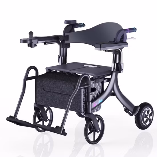 4 Wheeled Power Rolling Wheeled Walker Folding Electric Rollator Walker with Wheelchair