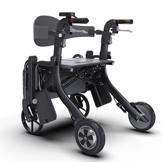 4-колесный складной электрический ходунок с электроприводом и инвалидной коляской