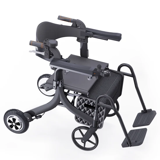 Сверхмощная медицинская алюминиевая инвалидная коляска, электрическое средство для ходьбы для пожилых людей с сиденьем и корзиной